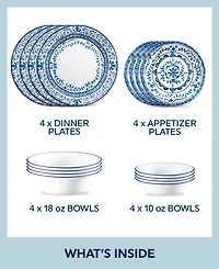 Corelle Portofino 16 Pc. Dinnerware Set, Service for 4