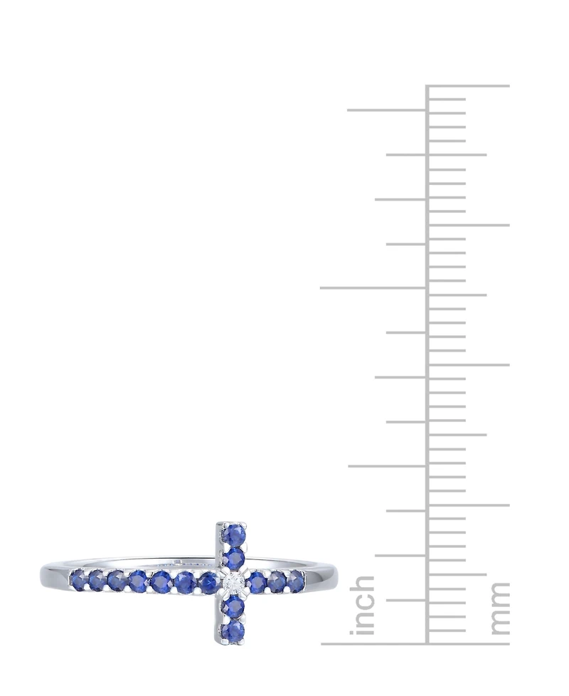 Emerald (1/5 ct. t.w.) & Diamond Accent East-West Cross Ring in Sterling Silver (Also in Ruby & Sapphire)