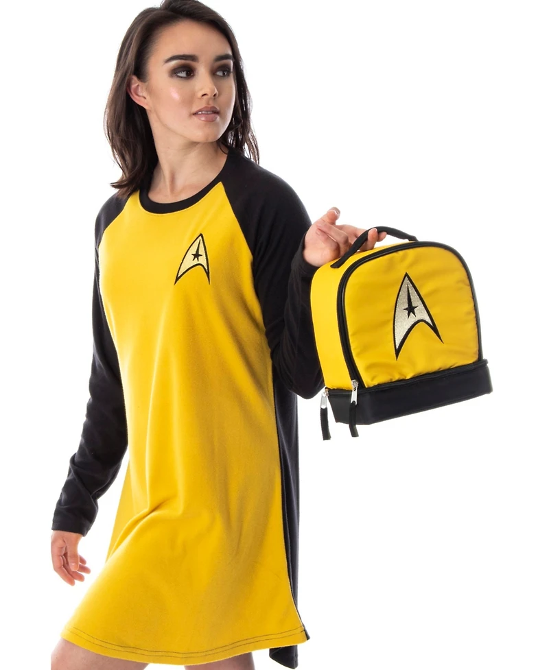 Star Trek The Original Series Captain Kirk Embroidered Command Logo Dual Compartment Insulated Lunch Box Bag Tote