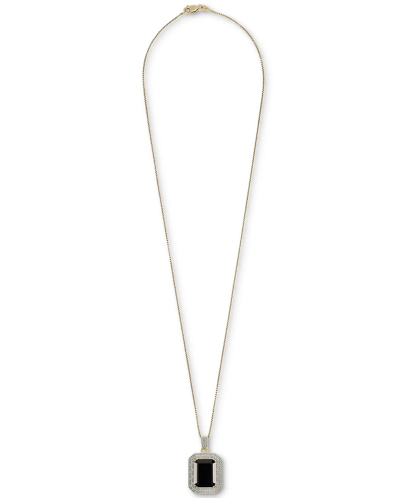 Lab Grown Ruby (16-5/8 ct. t.w.) & Diamond (1/4 Rectangular Pendant Necklace 14k Gold-Plated Sterling Silver, 22"