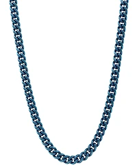 Blackjack Men's Miami Cuban Link 24" Chain Necklace in Blue Ion-Plated Stainless Steel