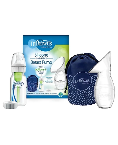 Dr. Browns Baby Dr. Brown's Silicone One-Piece Breast Pump, 4oz Bottle, Milk Catcher & Travel Bag