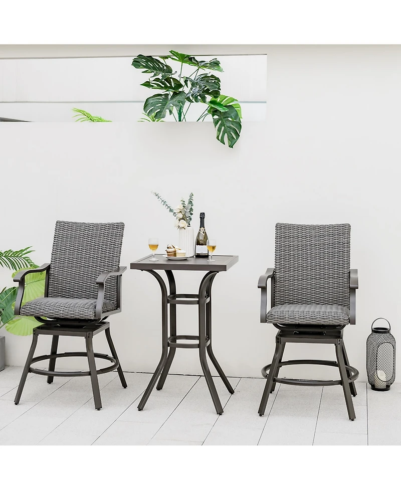 Costway 24'' Patio Bar Height Table with Aluminum Tabletop&Adjustable Footpads Balcony