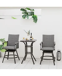 Costway 24'' Patio Bar Height Table with Aluminum Tabletop&Adjustable Footpads Balcony