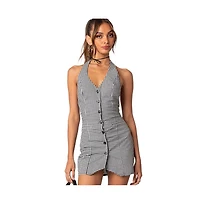Edikted Women's Narissa Gingham Open Back Mini Dress