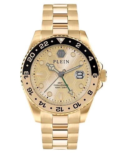 Philipp Plein Men's Gmt-i Challenger Gold-Tone Stainless Steel Bracelet Watch 44mm