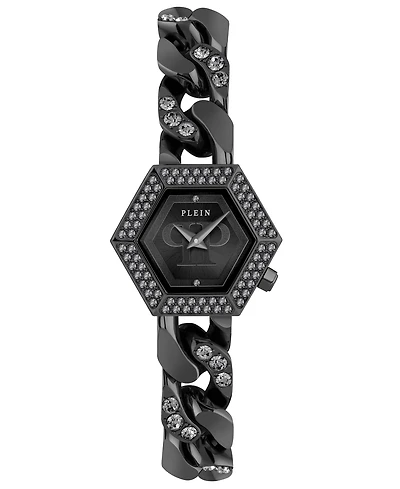 Philipp Plein Women's The Hexagon Black-Tone Stainless Steel Crystal Link Bracelet Watch 28mm