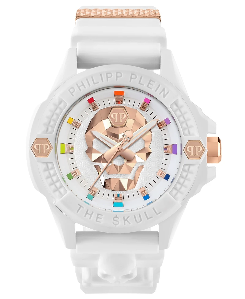 Philipp Plein Men's The Kull White Silicone Strap Watch 44mm