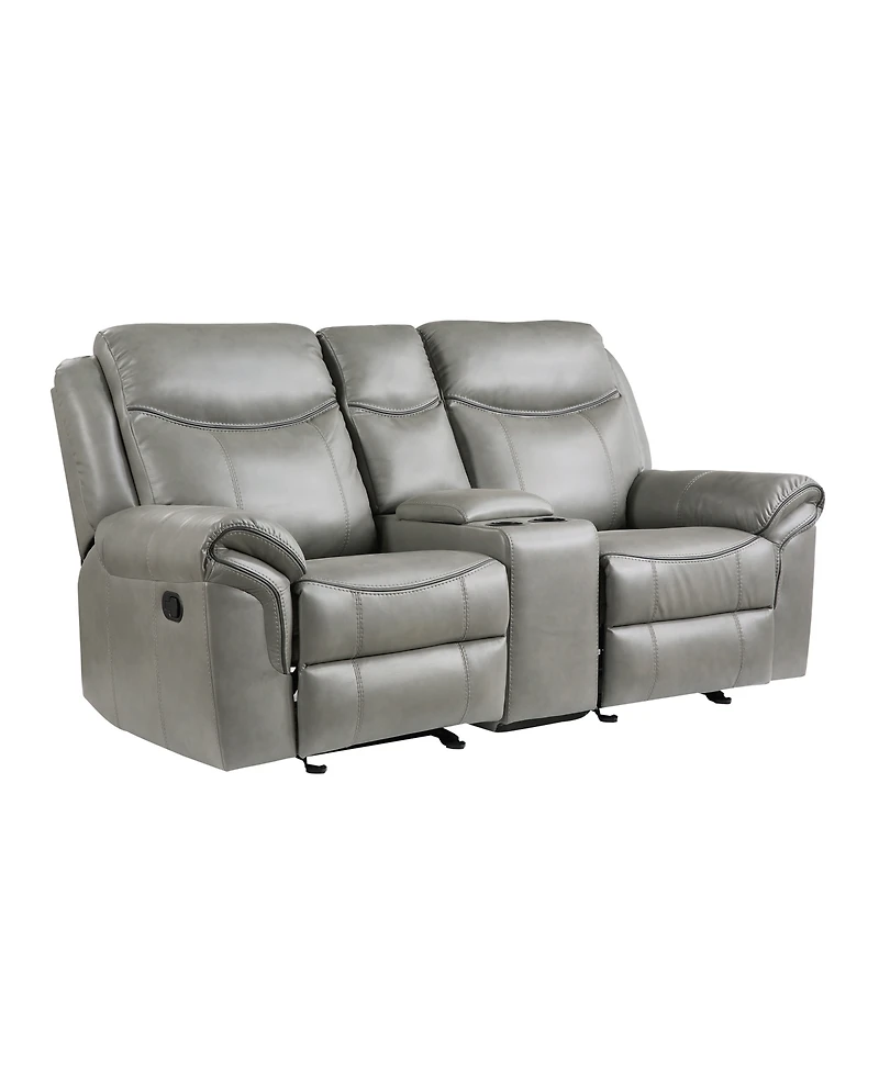 White Label Calico 80" Double Glider Reclining Love Seat with Center Console, Power Outlets