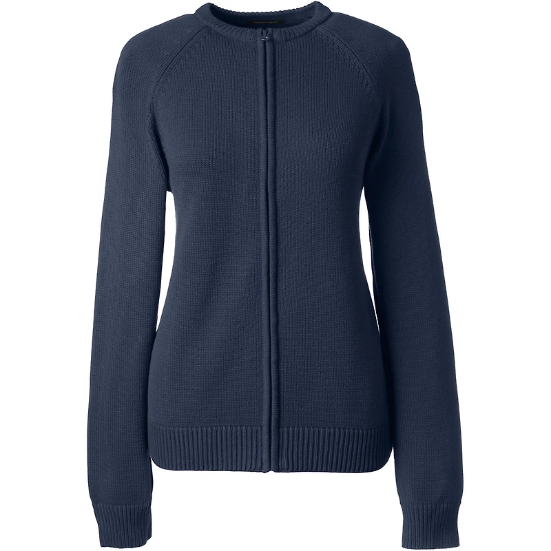 Lands' End Women's Cotton Modal Zip-front Cardigan Sweater