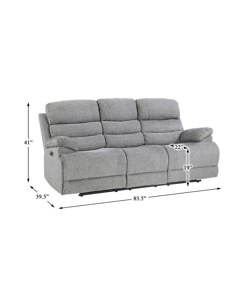White Label Cruz Power 84" Double Reclining Sofa with Power Headrests and Usb Port