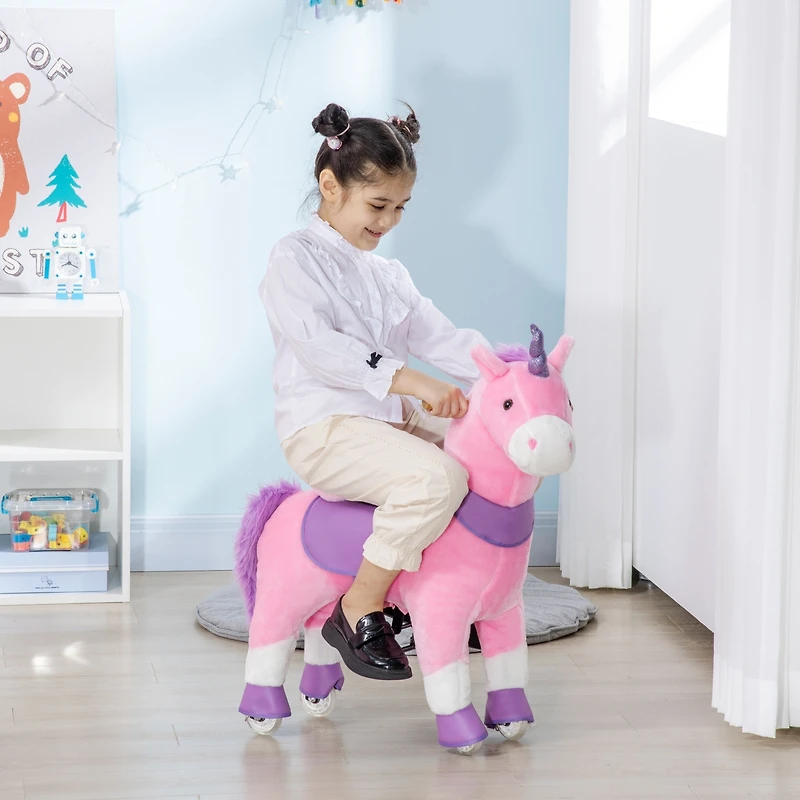 Qaba Kids Ride-on Walking Horse with Easy Rolling Wheels,