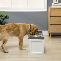 PawHut Large Elevated Dog Bowls with Storage Drawer Containing 21L Capacity, Raised Pet Feeding Station with 2 Stainless Steel Bowls