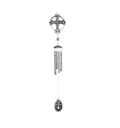 Fc Design 28" Long Pewter Cross Wind Chime