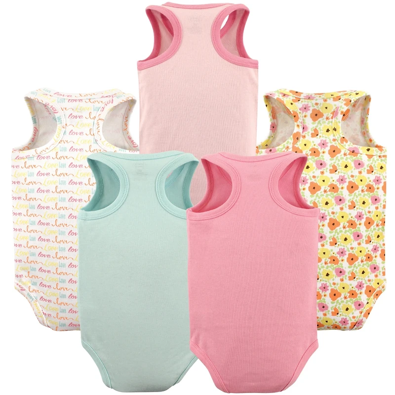 Luvable Friends Baby Girls Breathable Cotton Sleeveless Layering Bodysuits
