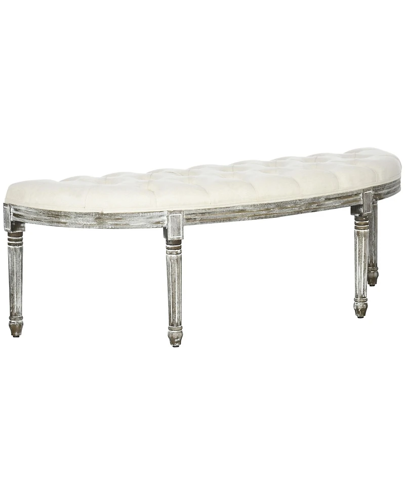 Homcom Vintage Semi-Circle Entryway Bench w/Tufted Upholste Fabric, Off