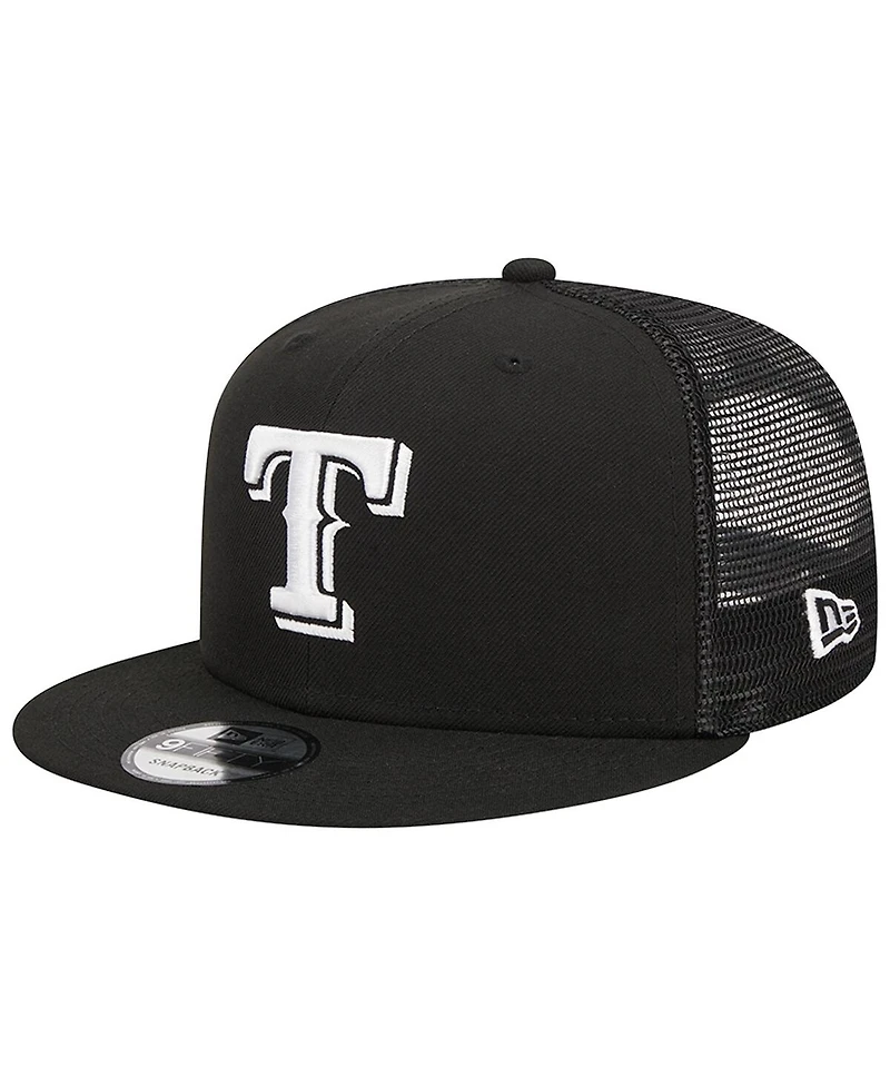 Men's New Era Black Texas Rangers Trucker 9FIFTY Snapback Hat