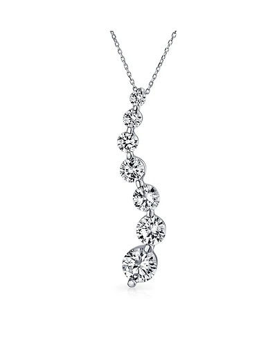 Bling Jewelry Classic Cubic Zirconia Solitaire Cz Pendant Necklace Sterling Silver