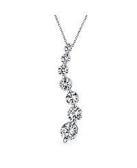 Bling Jewelry Classic Cubic Zirconia Solitaire Cz Pendant Necklace Sterling Silver