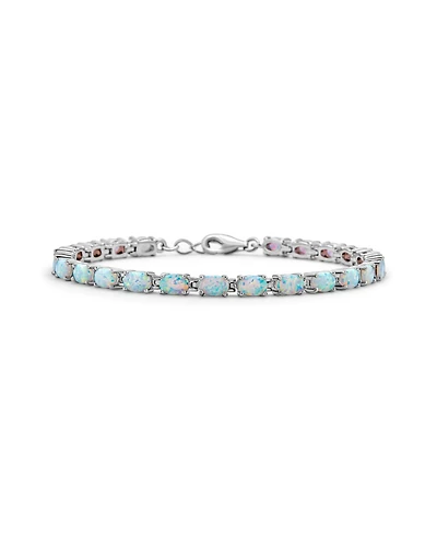 Bling Jewelry Solitaire Round Created Opal Tennis Bracelet Sterling Silver