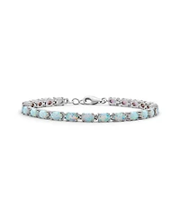 Bling Jewelry Solitaire Round Created Opal Tennis Bracelet Sterling Silver