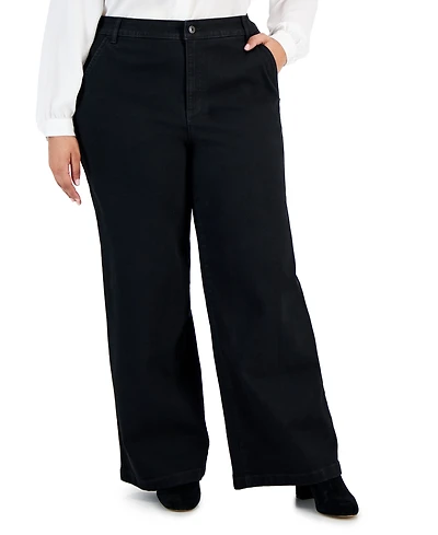 Style & Co Plus Wide-Leg High-Rise Jeans, Exclusively Macy's
