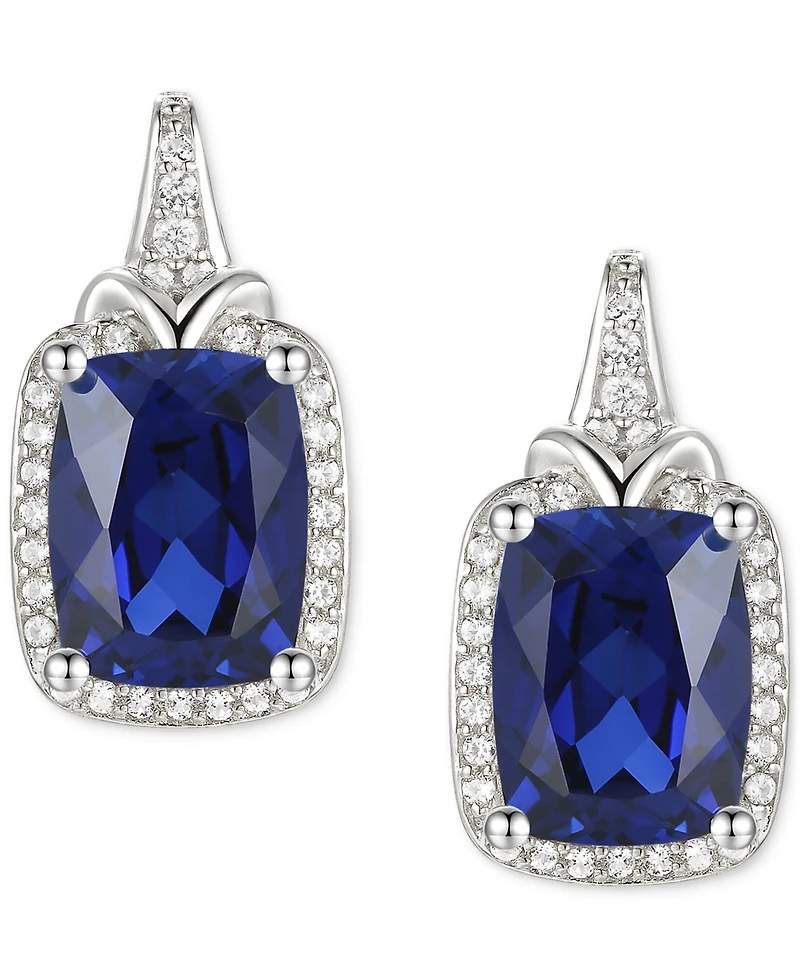 Amethyst (2-1/6 ct. t.w.) & Lab-Grown White Sapphire (1/4 ct. t.w.) Halo Stud Earrings in 14k Gold-Plated Sterling Silver (Also in Additional Gemstone
