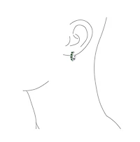 Bling Jewelry Round Solitaire Cubic Zirconia Cz S-Style Wave Kpop Huggie Hoop Earrings Sterling Silver