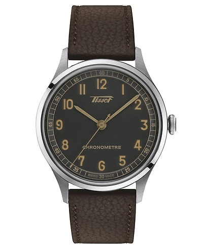 Tissot Unisex Swiss Automatic Heritage 1938 Brown Leather Strap Watch 39mm