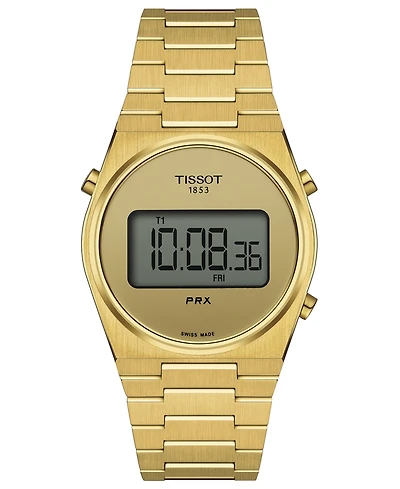 Tissot Unisex Digital Prx Gold Pvd Stainless Steel Bracelet Watch 35mm