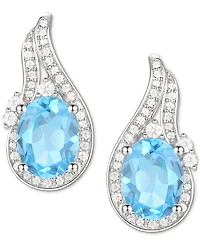 Amethyst (2-1/20 ct. t.w.) & Lab-Grown White Sapphire (3/8 Swirl Stud Earrings 14k Gold-Plated Sterling Silver (Also Additional Gemsto