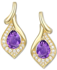 Amethyst (1-1/4 ct. t.w.) & Lab-Grown White Sapphire (1/4 Drop Earrings 14k Gold-Plated Sterling Silver (Also Blue Topaz O