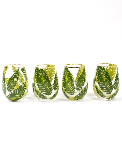 8 Oak Lane Botanical Stemless Wine Glasses, Set of 4