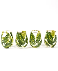 8 Oak Lane Botanical Stemless Wine Glasses, Set of 4
