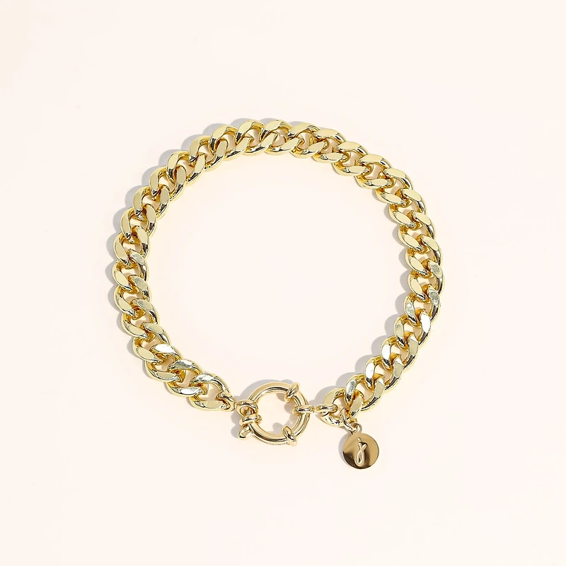 Joey Baby 18K Gold Plated Chunky Cuban Chain - Lisa Bracelet 7" For Women