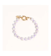 Joey Baby 18K Gold Plated Freshwater Pearls with Purple Glass Beads - Taro Bracelet 7" For Women
