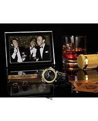 Bulova Men's Classic Frank Sinatra Rat Pack Automatic Black Leather Strap Watch 40mm