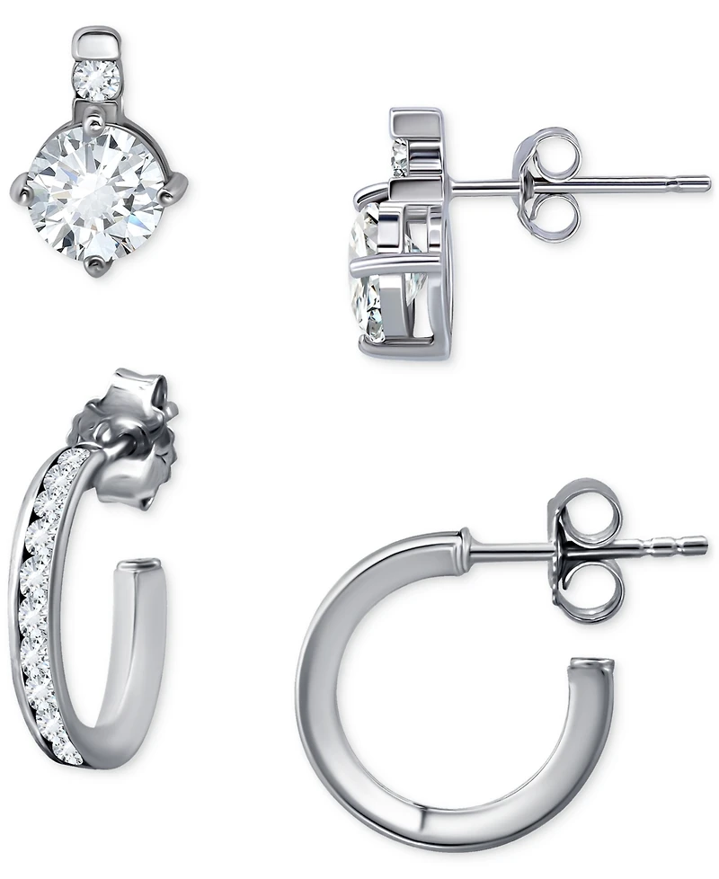Giani Bernini 2-Pc. Set Cubic Zirconia Stud & Hoop Earrings, Created for Macy's