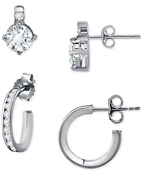 Giani Bernini 2-Pc. Set Cubic Zirconia Stud & Hoop Earrings, Created for Macy's