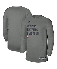 Men's and Women's Nike Heather Gray Memphis Grizzlies 2023/24 Legend On-Court Practice Long Sleeve T-shirt