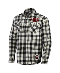 Men's Darius Rucker Collection by Fanatics Black, Natural South Carolina Gamecocks Plaid Flannel Long Sleeve Button-Up Shirt
