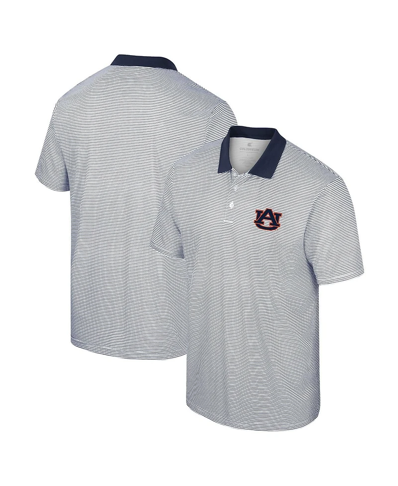 Men's Colosseum White, Navy Auburn Tigers Print Stripe Polo Shirt