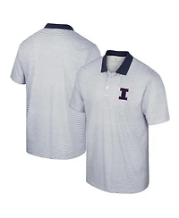 Men's Colosseum White, Navy Illinois Fighting Illini Print Stripe Polo Shirt