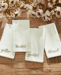 Elrene Harvest Sentiment Embroidered Napkins, Set of 4, 17" x 17"