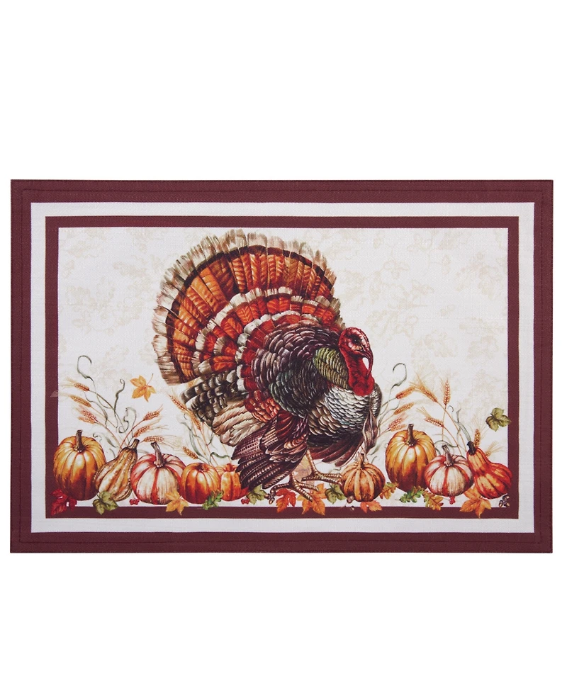 Elrene Autumn Heritage Turkey Engineered Placemats, Set of 4, 13" x 19"