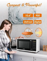 0.9 Cu. Ft. Counter Top Microwave 10 Power Levels,White