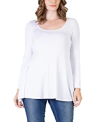 24seven Comfort Apparel Women's Long Sleeve Swing Style Flare Tunic Top