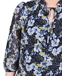 Ny Collection Petite 3/4 Sleeve Chiffon Blouse