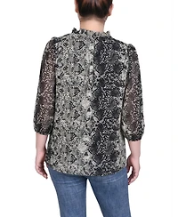 Ny Collection Petite 3/4 Sleeve Chiffon Blouse