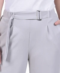 Ny Collection Petite Belted Scuba Crepe Pants